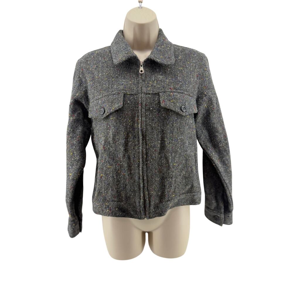 Vintage Cropped Wool Jacket Y2K Ike Style Jacket Zip Front Womens Xsmall